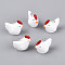 Opaque Resin Pendants, with Platinum Tone Iron Loop, 3D Chick, White, 19~20x23x13mm, Hole: 1.8mm