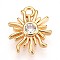 Brass Micro Pave Clear Cubic Zirconia Pendants, Sun Charms, Cadmium Free & Nickel Free & Lead Free, Real 18K Gold Plated, 13.5x11.5x3mm, Hole: 1.5mm