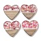 Wooden Pendants, Resin and Gold Foil, Heart, Cerise, 24x25x4mm, Hole: 2mm