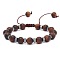 Adjustable Round Wood & synthetic Non-magnetic Hematite Braided Bead Bracelets for Men