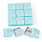 Cardboard Rings Boxes, with Sponge Inside, Square with Bowknot, Pale Turquoise, 4.2x4.2x2.6cm