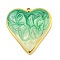 Ion Plating(IP) 304 Stainless Steel Pendants, with Enamel, Real 18K Gold Plated, Heart Charm, Light Green, 31x29x3.5mm, Hole: 2mm