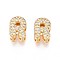 Brass Micro Pave Clear Cubic Zirconia Beads, Letter, Nickel Free, Letter R, 9.5x6.5x5mm, Hole: 3.5X1.8mm
