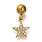 Ion Plating(IP) 304 Stainless Steel Rhinestone Pendants, Star Charms, Real 14K Gold Plated, Crystal, 16.5mm, Hole: 0.7mm