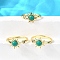 Brass Pave Cubic Zirconia Open Cuff Rings for Women, Sun, with Synthetic Turquoise, Rack Plating, Lasting Plated, Cadmium Free & Lead Free, Real 18K Gold Plated, US Size 7 1/4(17.5mm)