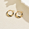 Twist Stainless Steel Hoop Earrings, with Enamel, Golden, Black, 24x23mm