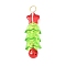Glass and Acrylic Pendants, Christmas Tree, with Brass Bell & 304 Stainless Steel Loop, Colorful, 35.5x10x10mm, Hole: 3.5mm