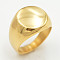 304 Stainless Steel Finger Rings, Flat Round, Golden, US Size 7(17.3mm)