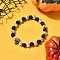 Halloween Dyed & Electroplate Natural Lava Rock Bracelets, with Korean Elastic Crystal, Inner Diameter: 2-1/4 inch(5.8cm)~2-3/8 inch(6cm)