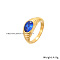 Natural Lapis Lazuli Oval Finger Ring, Golden Stainless Steel Ring, US Size 7(17.3mm)