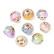 Opaque Resin & CCB Plastic Beads, Temperature Sensing Color Changing Beads, Rondelle with Flower, Mixed Color, 12x10mm, Hole: 2.5mm