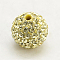 Polymer Clay Rhinestone Beads, Pave Disco Ball Beads, Grade A, Round, PP15, Jonquil, PP15(2.1~2.2mm), 10mm, Hole: 1.8~2mm