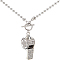 1pc Stainless Steel Whistle Pendant Necklaces, Ball Chain Necklaces, No Sound, Platinum, 27.36 inch(69.5cm)