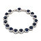 Rack Plating Brass Pave Cubic Zirconia Flat Round Links Bracelets for Women, Platinum, Dark Blue, 7-7/8 inch(20.1cm)