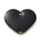 Brass Connector Charms, with Enamel, Heart, Black, 15x18x2mm, Hole: 1.2mm