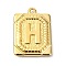 Ion Plating(IP) 304 Stainless Steel Pendants, Rectangle with Letter Charm, Real 18K Gold Plated, Letter H, 24.5x18x3mm, Hole: 1.8mm