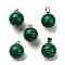 Round Synthetic Malachite Pendants, with Platinum Tone Brass Findings, 17~19x13~14mm, Hole: 2x7mm