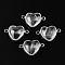 Natural Quartz Crystal Love Heart Pendants, Brass Rock Crystal Heart Charms, Platinum, 15.5x23x6mm, Hole: 1.8~2mm