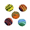 Opaque Handmade Lampwork Beads, Stripe, Flat Round, Mixed Color, 15x7.5mm, Hole: 1.6mm