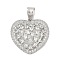 Brass Micro Pave Cubic Zirconia Pendants, Cadmium Free & Lead Free, Heart Charms, Real 18K Gold Plated, Clear, 28.5x29x11mm, Hole: 7.5x5mm