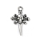 316 Surgical Stainless Steel Pendants, Skull Cross Charm, Antique Silver, 25x16x4mm, Hole: 2.3mm