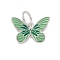 925 Sterling Silver Enamel Butterfly Charms, with Jump Rings ang 925 Stamp, Platinum, Rhodium Plated, Green, 9.5x14x2mm, Hole: 4mm