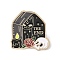 Halloween Enamel Pins, Alloy Lapel Pin Backs for Backpack Clothes, Cat Shape Grave with Skull, Black, 30x29mm