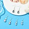 3 Pairs 3 Colors Natural Cultured Freshwater Pearl & Brass Dangle Earrings, Platinum, Mixed Color, 38x8mm, 1pair/color