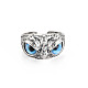 Glass Owl Wide Open Cuff Ring RJEW-S038-239-1