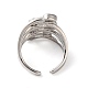 Экологически чистое латунное кольцо-манжета с микро-паве и прозрачным цирконием для женщин RJEW-A025-01P-3