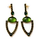 Green Glass Dangle Stud Earrings EJEW-F323-02A-1
