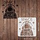 FINGERINSPIRE Astronaut Stencils (11.8x11.8inch) Space Theme Drawing Painting Stencils Templates Planet and Mooon DIY-WH0172-400-2