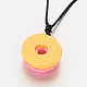 Adjustable Donut Handmade Polymer Clay Pendant Necklaces NJEW-JN01062-06-3