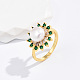 Brass Micro Pave Green Cubic Zirconia Flower Finger Ring KF3453-1-1