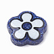 樹脂カボション  グリッターパウダー付き  花  ブルー  18~18.5x19~18.5x5mm CRES-N016-07A-1