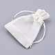綿パッキングパウチ  巾着袋  オーガンジーリボン付き  乳白色  14~15x10~11cm X-OP-R034-10x14-12-3