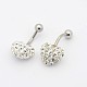 Fashionable 316L Stainless Steel Polymer Clay Rhinestone Heart Body Jewelry Eyebrow Rings/Nose Studs/Belly Rings AJEW-E011-05-3