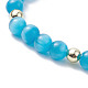 Bracelet extensible en perles rondes oeil de chat BJEW-JB09329-5