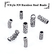 PandaHall 4 Styles Stainless Steel Hollow Tube Beads Antique Silver Long Spacer Beads Large Hole Curved Beads for Slider Charms Leather Cord Bracelet Necklace Making STAS-PH0003-16-5