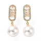 Orecchini pendenti ovali con zirconi trasparenti con perle di plastica EJEW-A072-11LG-A-1
