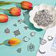 SUNNYCLUE 1 Box 64Pcs 16 Style Chandelier Charms Chandelier Connectors Charms Hollow Bohemian Celtic Knot Flower Components Links for Jewelry Making Charm Women Dangle Earrings Crafts Supplies Silver TIBE-SC0001-75-6
