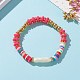 Arc-en-ciel polymère argile perles heishi bracelets extensibles BJEW-JB05865-01-4