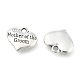 Wedding Theme Antique Silver Tone Tibetan Style Alloy Heart with Mother of the Groom Rhinestone Charms TIBEP-N005-17A-1