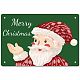 ブリキ看板ポスター  水平  家の壁の装飾のため  単語メリークリスマスと四角形  サンタクロース  200x300x0.5mm AJEW-WH0157-437-1