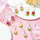 Herz-Blumen-Ohrringe aus Glas und Bunte Malerei EJEW-JE05324-2