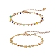 Латунные браслеты-цепочки с цветочными звеньями и браслеты из граненого стекла BJEW-SZ0001-016G-1