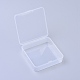 プラスチック箱  ビーズ保管容器  ヒンジ付き蓋付き  正方形  透明  9.4x9.4x2.8cm X-CON-L009-10-2