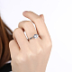 素晴らしいデザインのチタン鋼キュービックジルコニア婚約指輪  ステンレス鋼色  サイズ8  18.1mm RJEW-BB15757-6