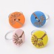 Dyed Wooden Buttons Rings RJEW-JR00093-1