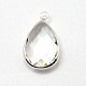 Silver Color Plated Brass Glass Drop Pendants X-GLAA-J017A-S-3